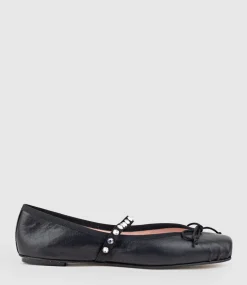 Emelio Ballet With Crystal Strap In Black