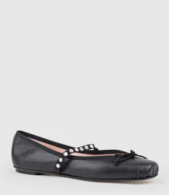 Emelio Ballet With Crystal Strap In Black