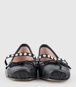 Emelio Ballet With Crystal Strap In Black