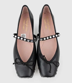 Emelio Ballet With Crystal Strap In Black