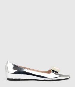 Emrata Pointed Ballet With Trim In Silver