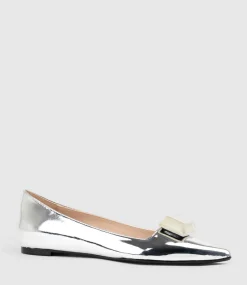 Emrata Pointed Ballet With Trim In Silver