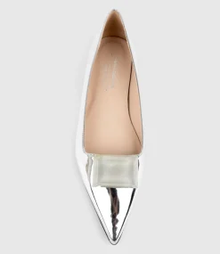 Emrata Pointed Ballet With Trim In Silver