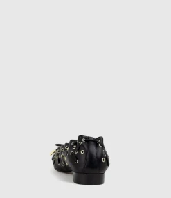 Erata Square Toe Ballet With Eyelets In Black
