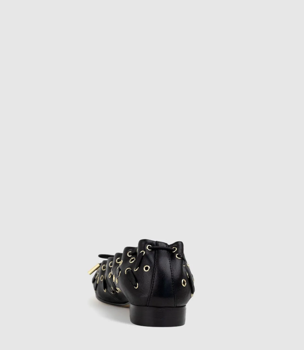 Erata Square Toe Ballet With Eyelets In Black