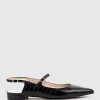 Eugenia Flat Slingback With Strap In Black Croc