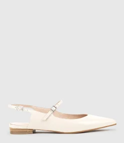 Eugenia Flat Slingback With Strap In Offwhite Calf