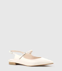 Eugenia Flat Slingback With Strap In Offwhite Calf