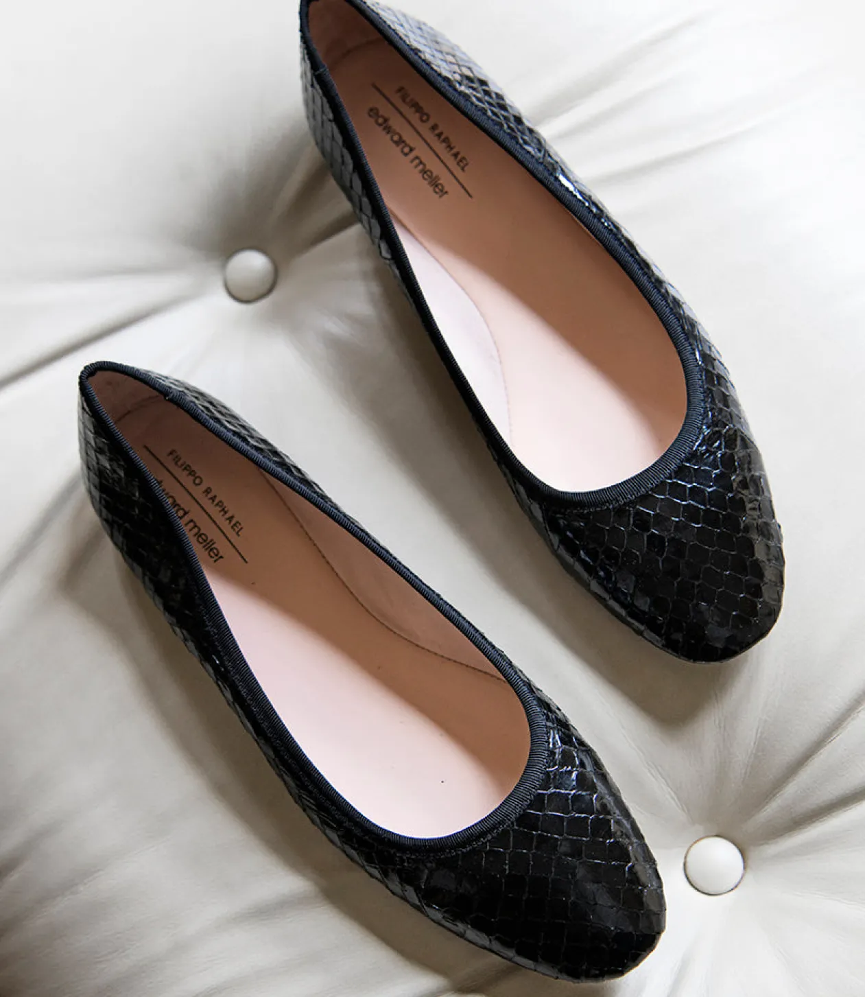 Faile Ballet With Grosgrain Piping In Black Snake