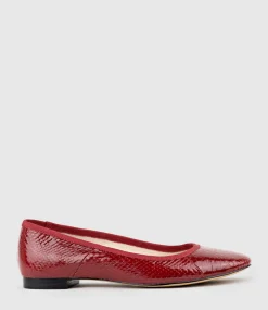 Faile Ballet With Grosgrain Piping In Ruby Snake