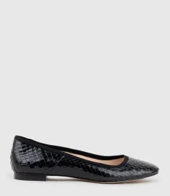 Faile Ballet With Grosgrain Piping In Black Snake
