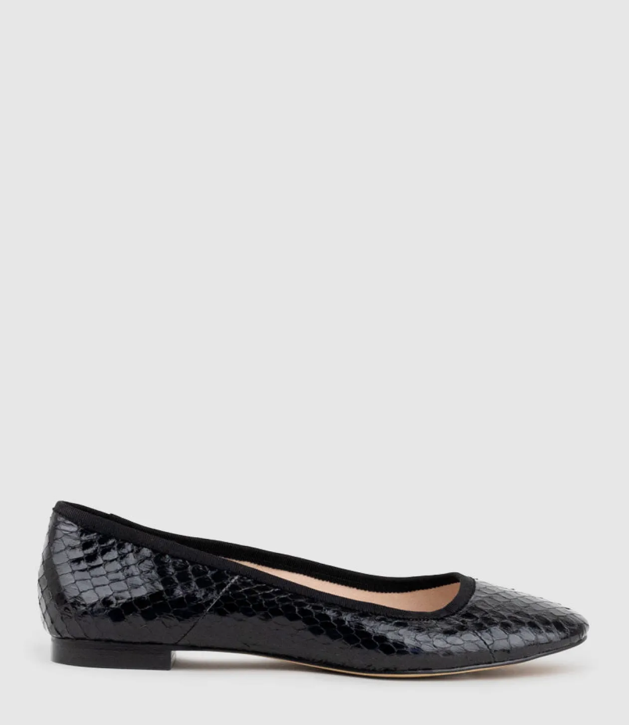 Faile Ballet With Grosgrain Piping In Black Snake