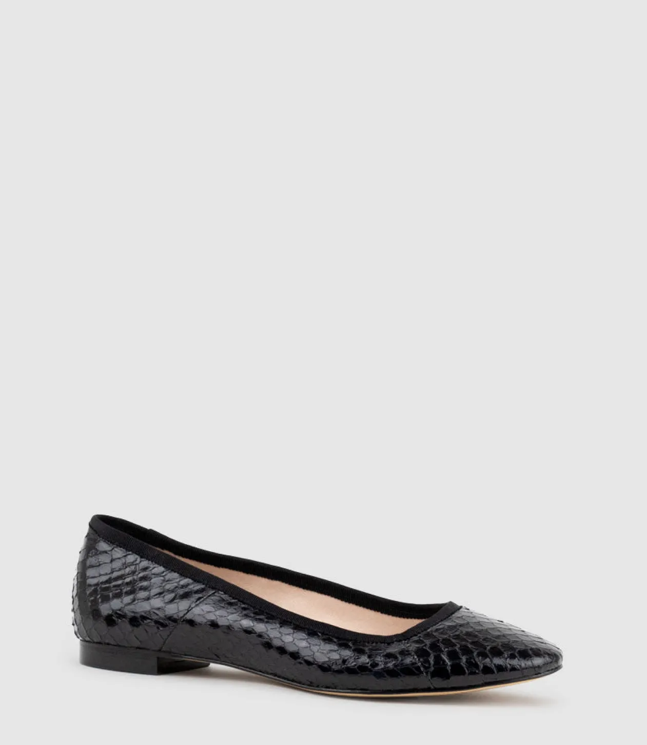 Faile Ballet With Grosgrain Piping In Black Snake