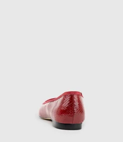 Faile Ballet With Grosgrain Piping In Ruby Snake