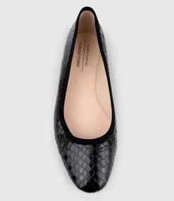 Faile Ballet With Grosgrain Piping In Black Snake
