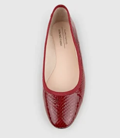 Faile Ballet With Grosgrain Piping In Ruby Snake