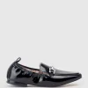 Famine Elastic Back Slipper With Hardware In Black Patent