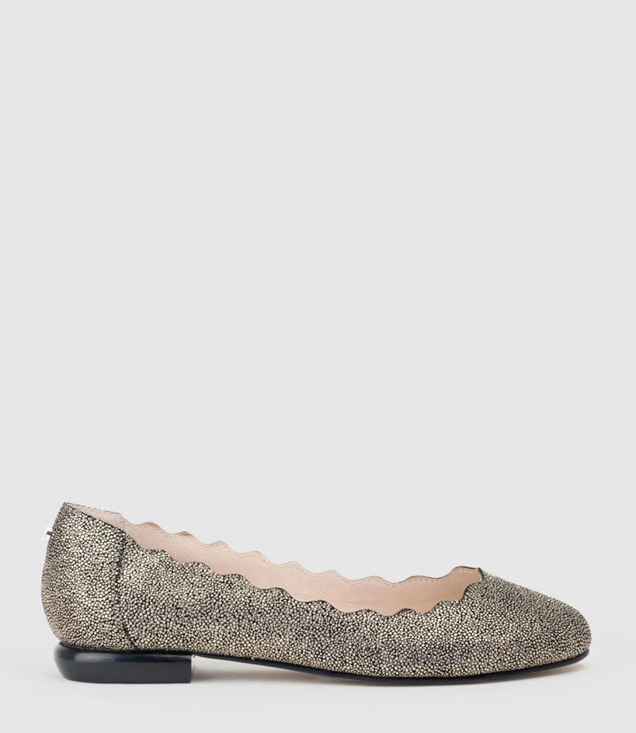 Fara Scalloped Ballet Flat In Gold Speckle
