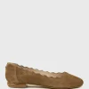 Fara Scalloped Ballet Flat In Tawny Suede