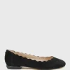 Fara Scalloped Ballet Flat In Black Suede