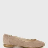 Fara Scalloped Ballet Flat In Nude Suede