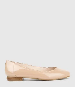Fara Scalloped Ballet Flat In Nude Patent