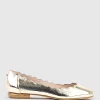 Fara Scalloped Ballet Flat In Crushed Gold