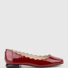 Fara Scalloped Ballet Flat In Ruby Patent