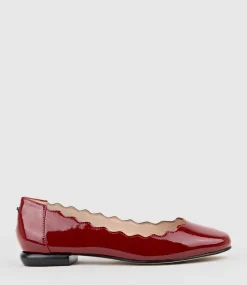 Fara Scalloped Ballet Flat In Ruby Patent