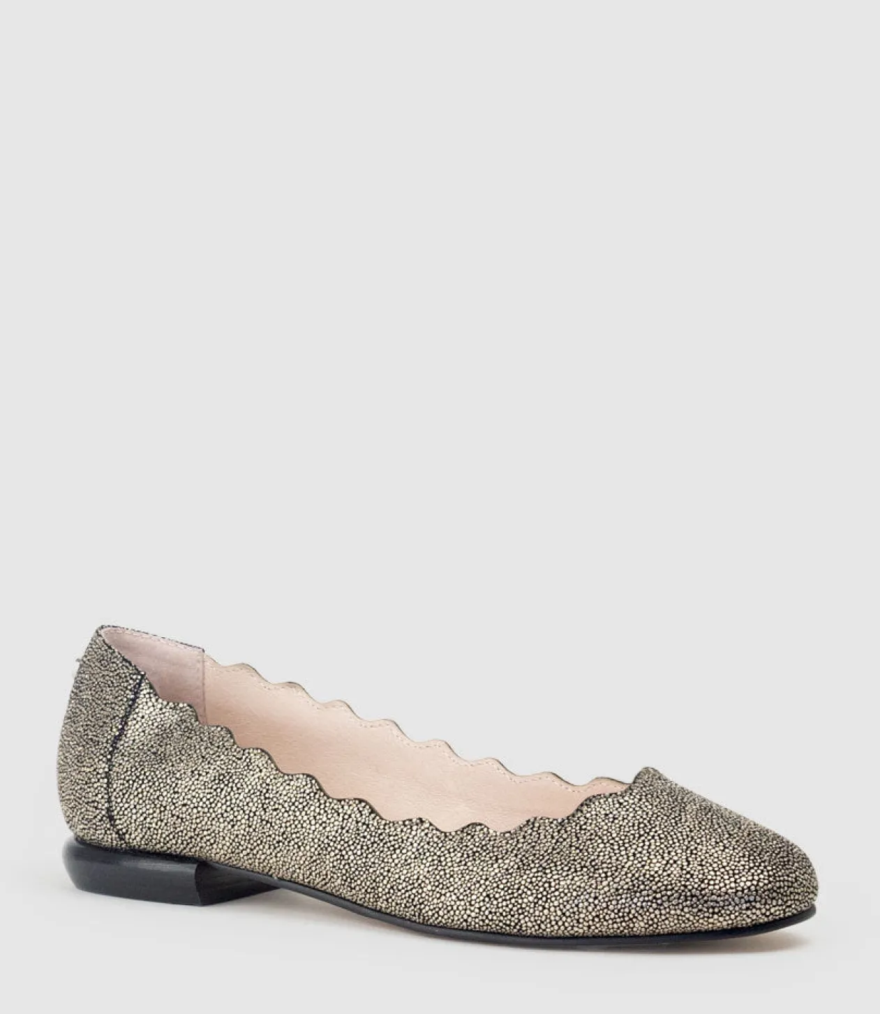Fara Scalloped Ballet Flat In Gold Speckle