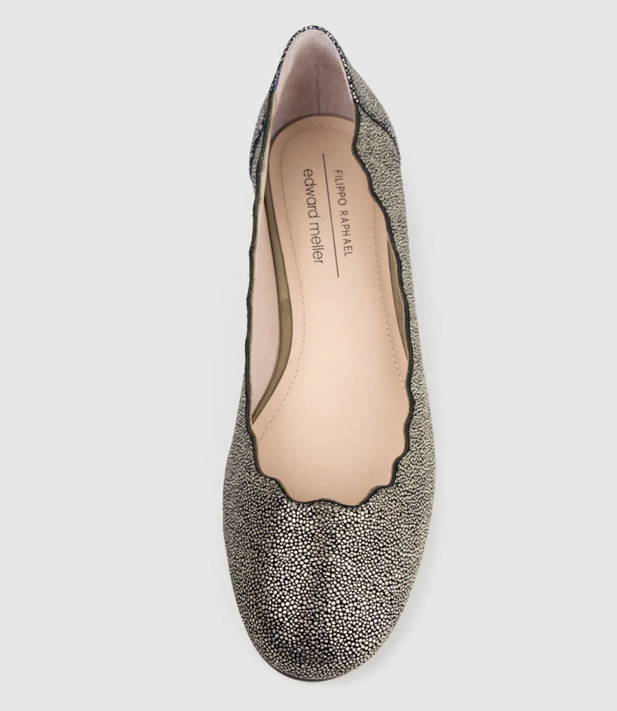 Fara Scalloped Ballet Flat In Gold Speckle