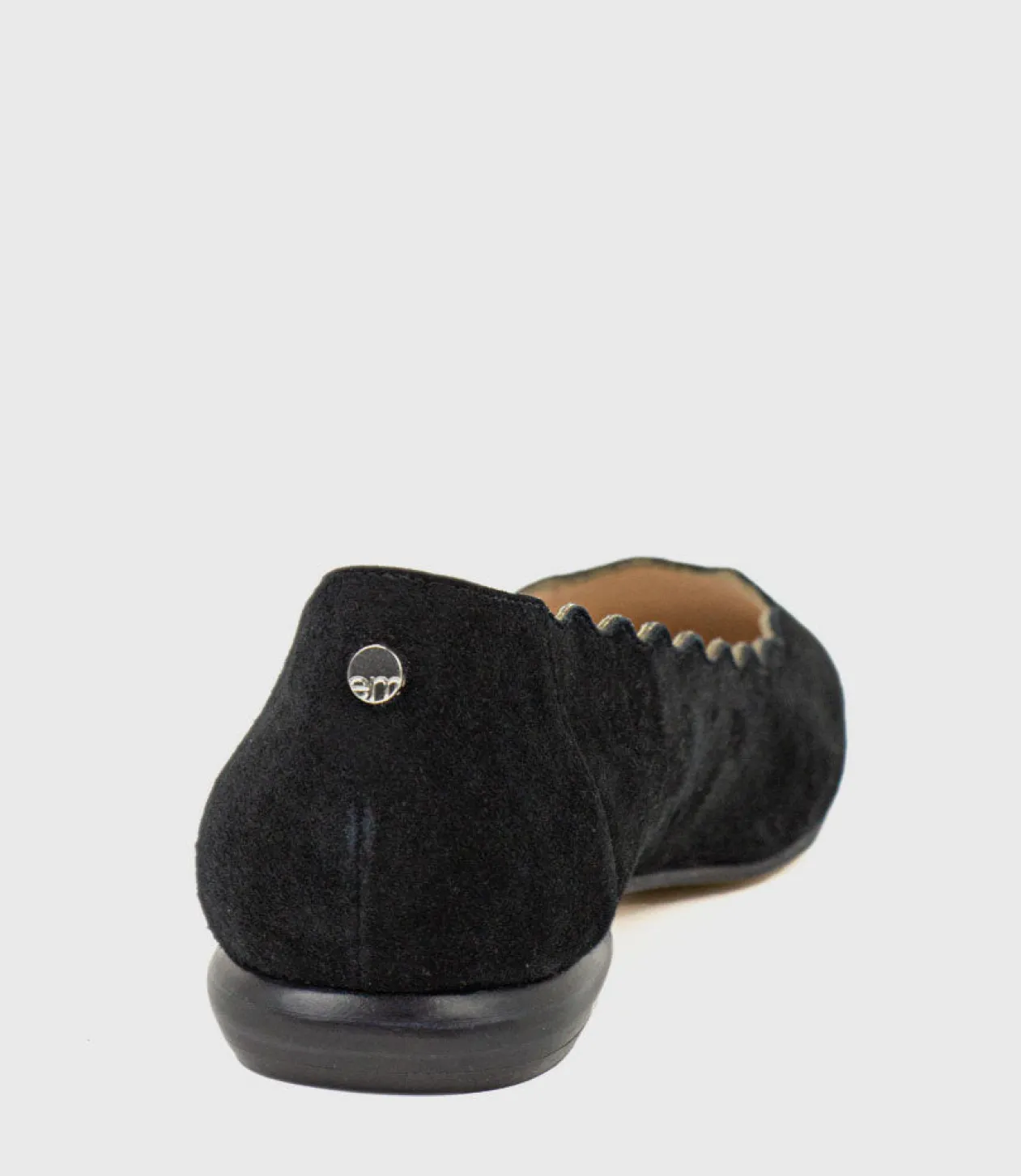Fara Scalloped Ballet Flat In Black Suede