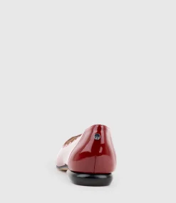 Fara Scalloped Ballet Flat In Ruby Patent
