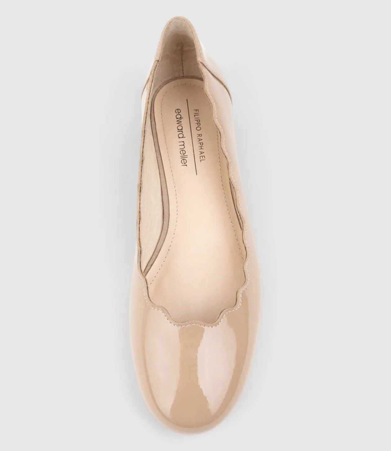 Fara Scalloped Ballet Flat In Nude Patent
