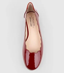 Fara Scalloped Ballet Flat In Ruby Patent