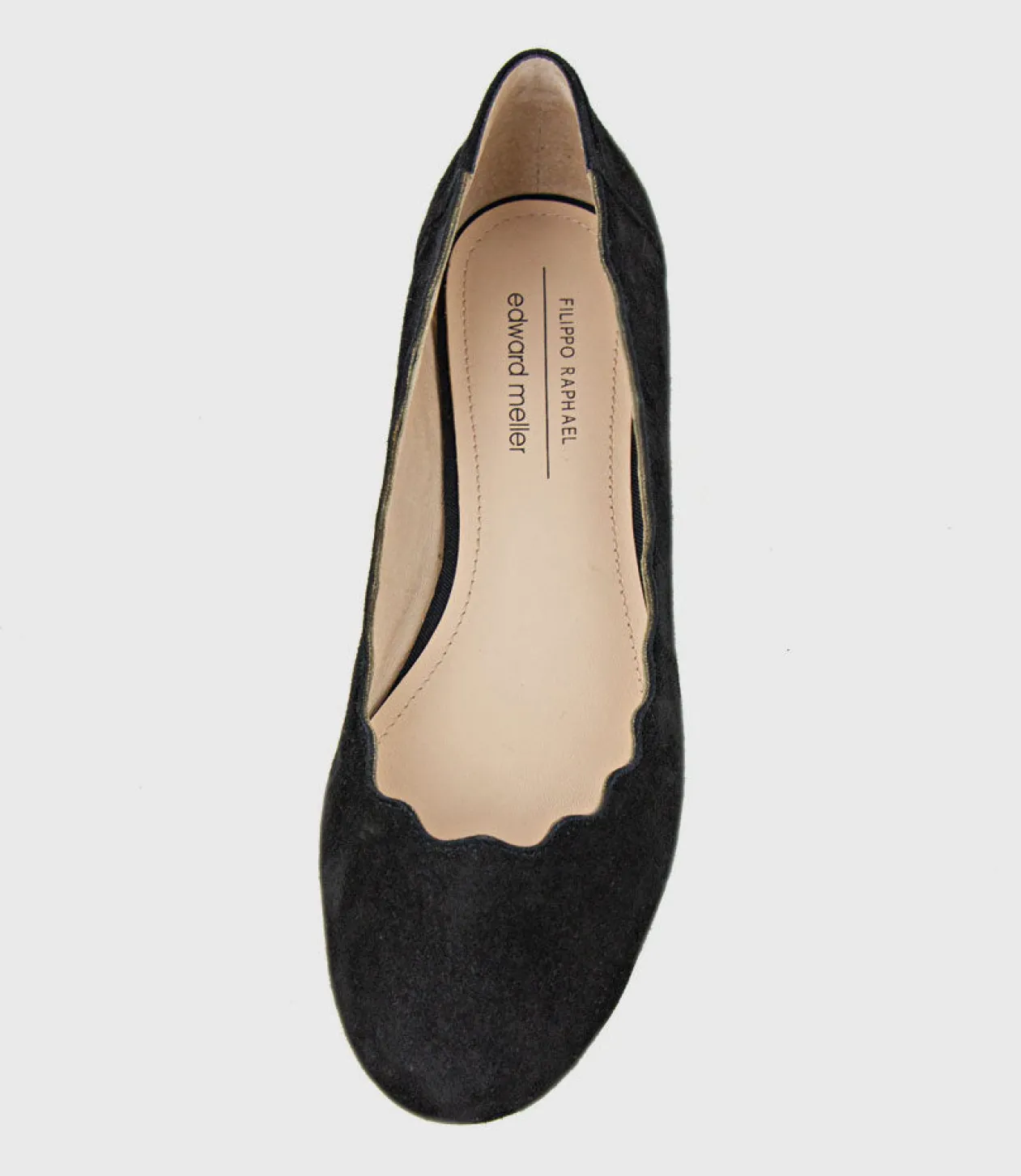 Fara Scalloped Ballet Flat In Black Suede