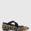 Felicity Elastic Cross Strap Ballet In Leopard