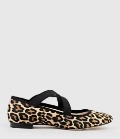 Felicity Elastic Cross Strap Ballet In Leopard
