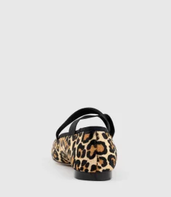 Felicity Elastic Cross Strap Ballet In Leopard