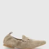Finer Elastic Back Slipper With Hardware In Latte Suede