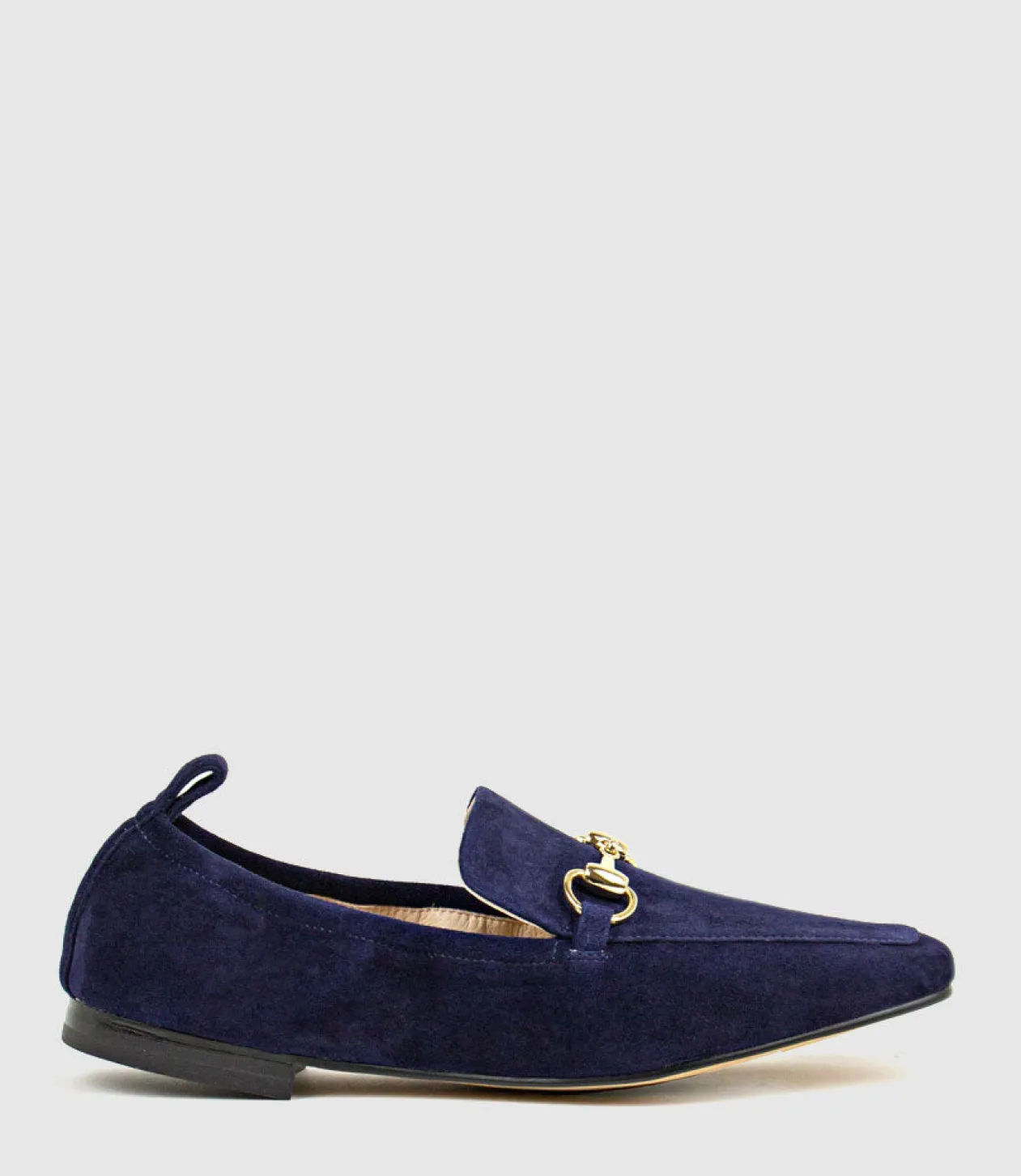 Finer Elastic Back Slipper With Hardware In Navy Suede