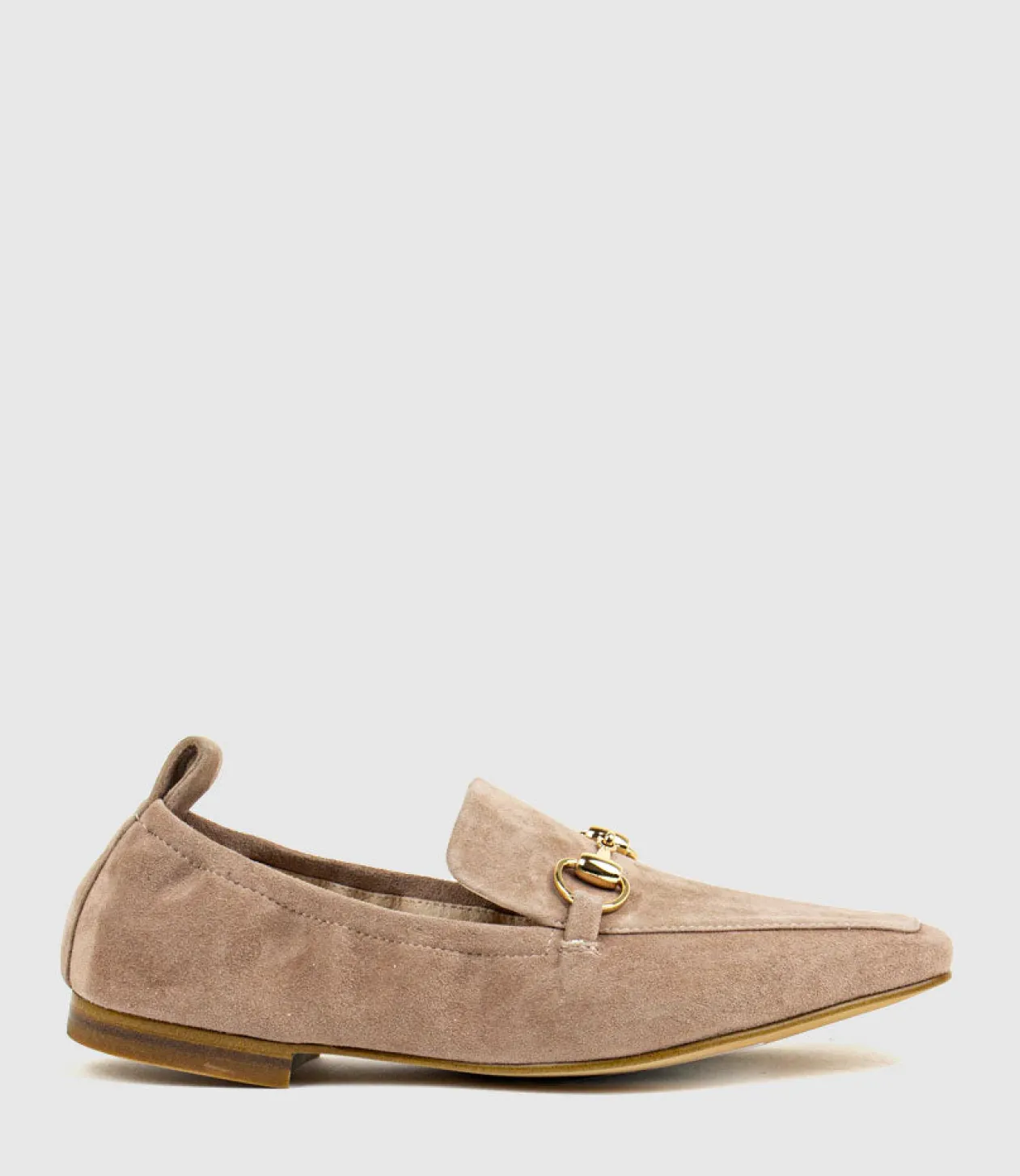 Finer Elastic Back Slipper With Hardware In Nude Suede