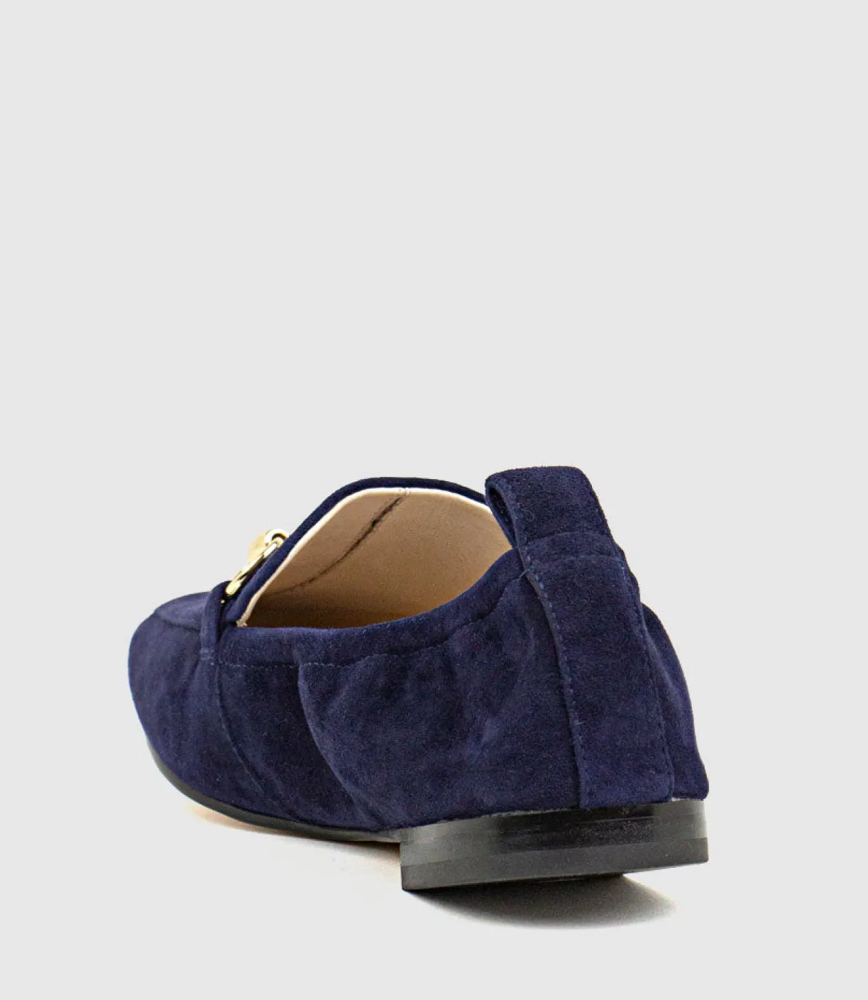 Finer Elastic Back Slipper With Hardware In Navy Suede