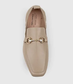 Finer Elastic Back Slipper With Hardware In Taupe Calf