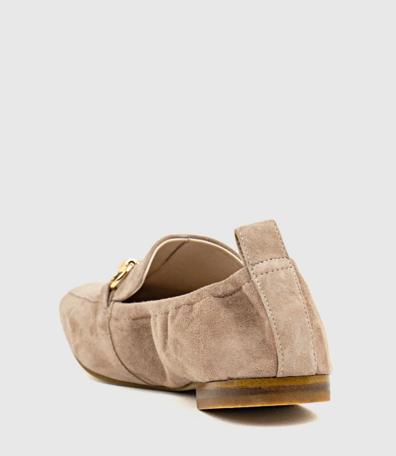 Finer Elastic Back Slipper With Hardware In Nude Suede