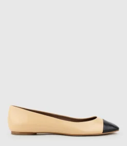 Fynn Cap Toe Ballet In Beige With Black
