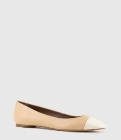 Fynn Cap Toe Ballet In Beige With Offwhite
