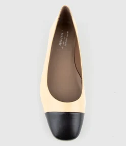Fynn Cap Toe Ballet In Beige With Black