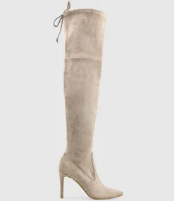 Gabor Thigh High Stretch Boot In Dust Suede