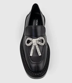 Gael Moccasin With Crystal Bow In Black